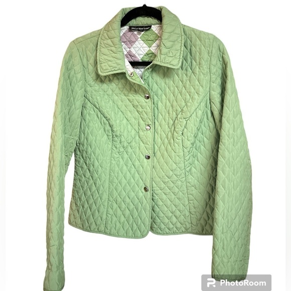 Briggs New York Apple Green Quilted Snap Closure Jacket PL - Picture 1 of 7